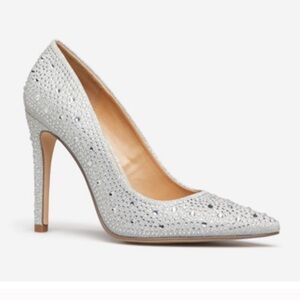 ShoeDazzle Sparkling Silver “Gisselle” Heels, size 8.5